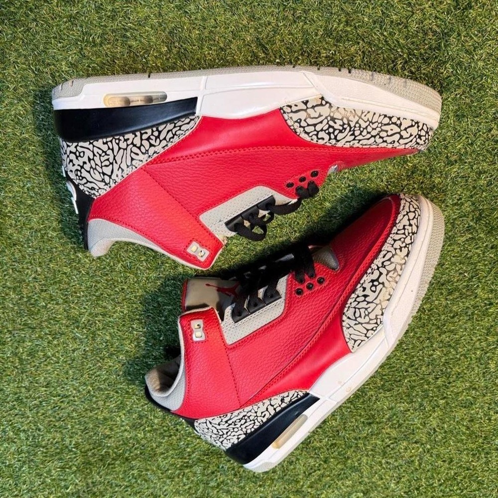 Air Jordan 3 Retro "Red Cement" sneakers in men's size 12.
